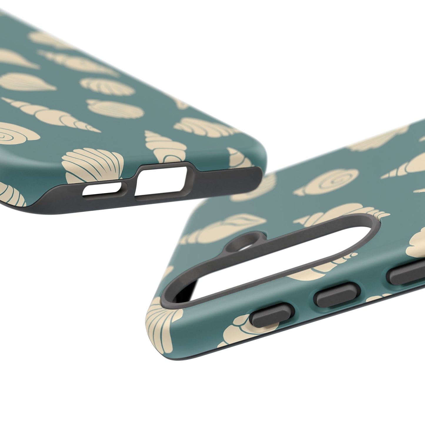 Seashell Pattern Phone Case | Teal Coastal Shells Tough Case for Iphone, Samsung Galaxy and Pixel