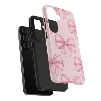 Pink Bow Pattern Phone Case | Coquette Aesthetic Tough Protective Case