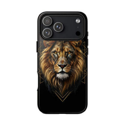 Majestic Lion Phone Case – Black Gold Luxury Lion Art Tough Protective Case