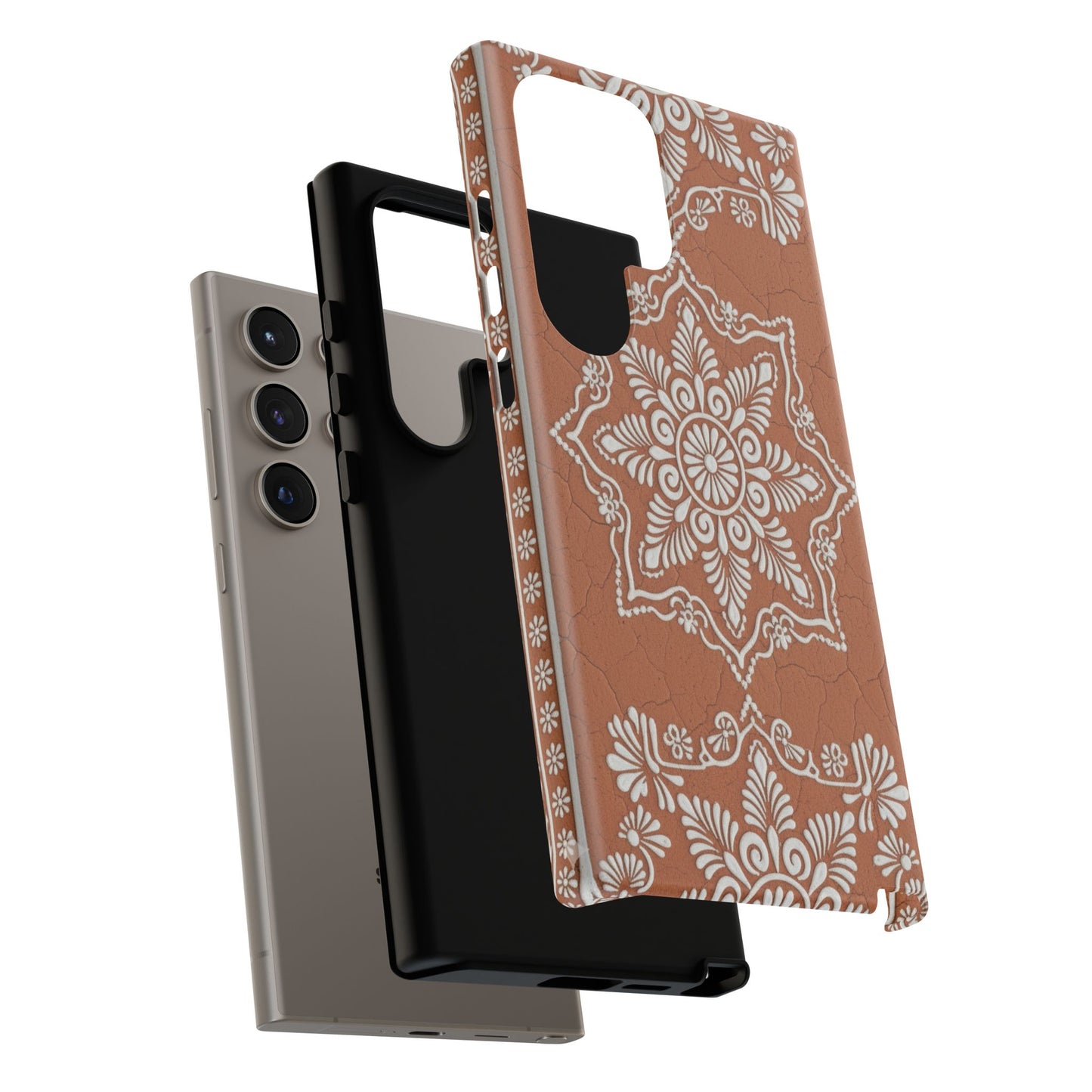 Talavera Terracotta Phone Case | Mexican Floral Pattern iPhone & Samsung Tough Case | Boho Clay Aesthetic Cover