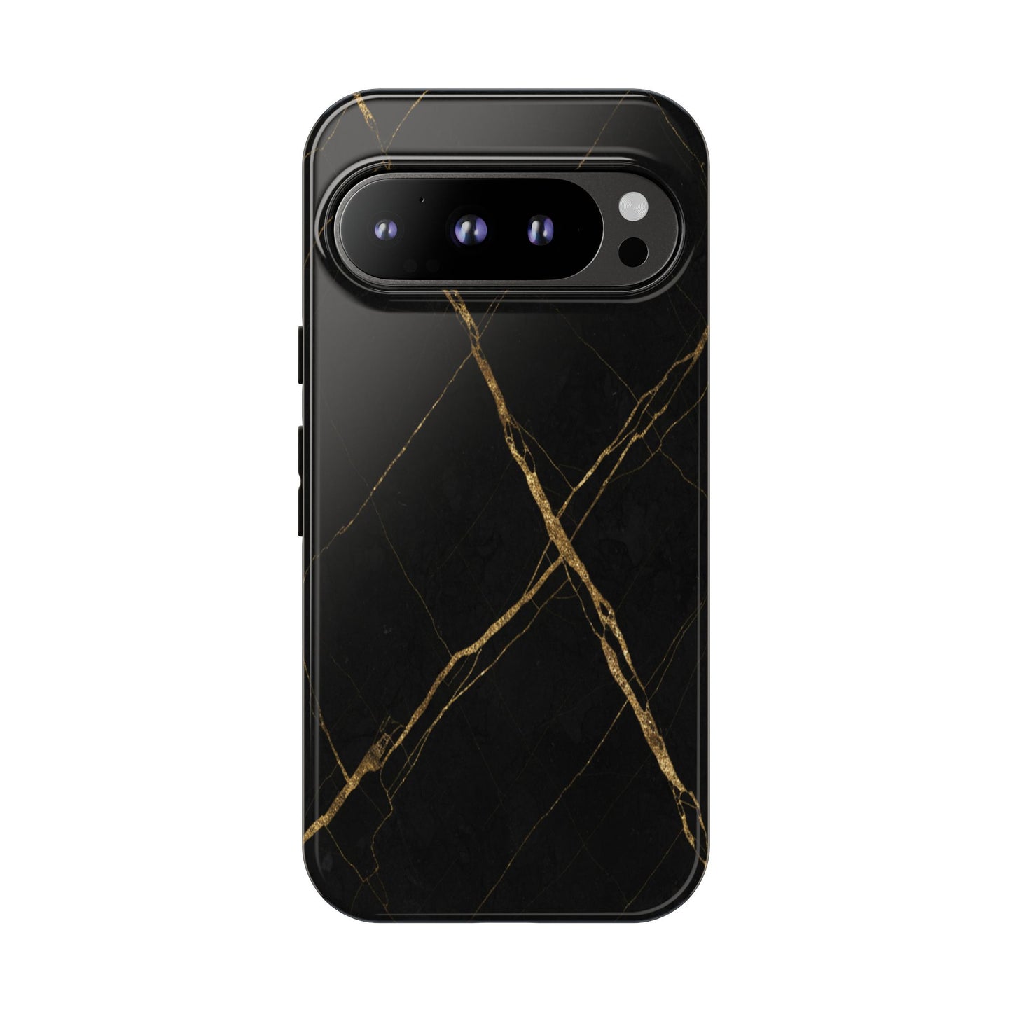 Black Marble Phone Case with Gold Veins – Luxury Minimal Aesthetic Tough Case