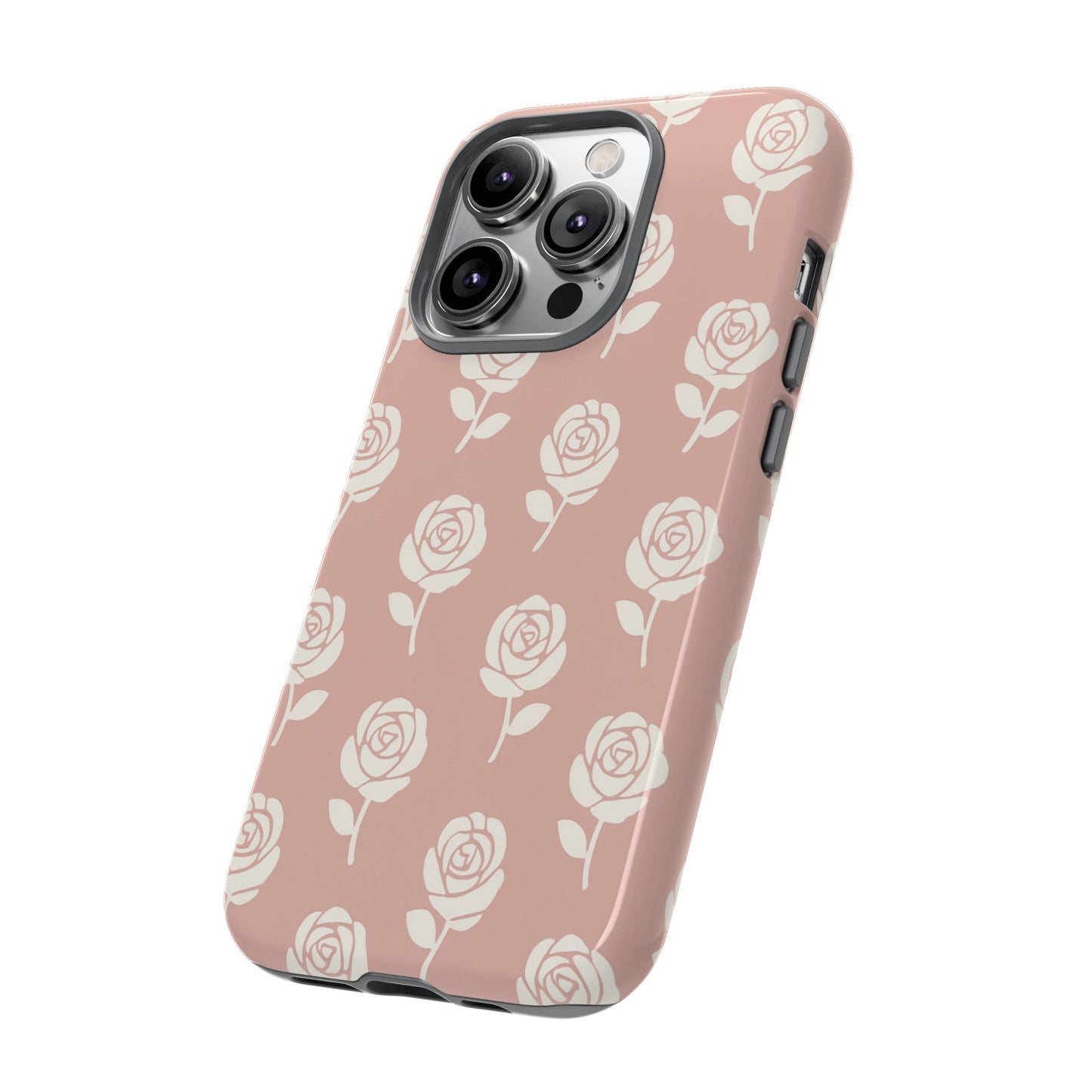 White Rose Pattern Tough Phone Case | Elegant Floral Aesthetic Case for Iphone, Samsung Galaxy and Pixel
