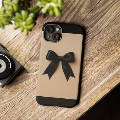 Black Bow Phone Case | Elegant Coquette Bow Design | Chic Neutral Tough Case for iPhone & Samsung