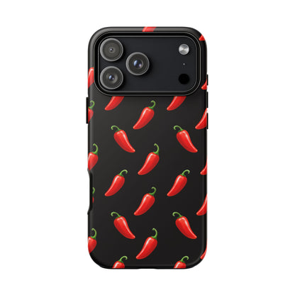 Spicy Chili Pepper Phone Case – Black Cute Hot Pepper Tough Cover for Iphone, Samsung Galaxy and Pixel