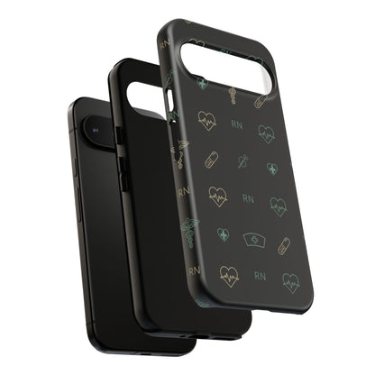 RN Nurse Phone Case – Minimal Medical Icon Pattern Healthcare Worker Tough Case