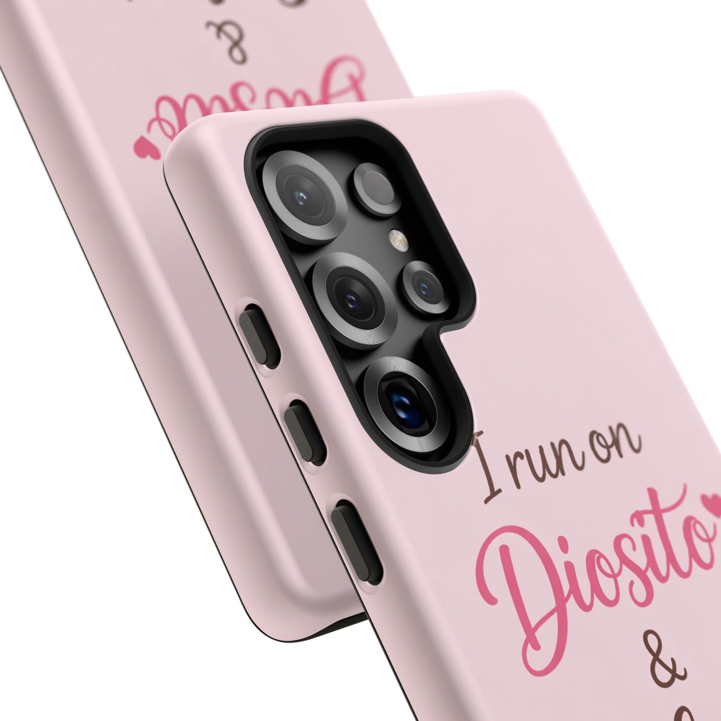 I Run on Diosito y Cafecito Phone Case, Pink Aesthetic Latina Faith Coffee Case, Girly Protective iPhone Samsung Cover