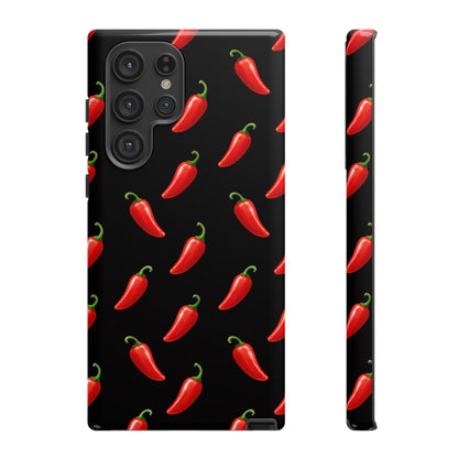 Spicy Chili Pepper Phone Case – Black Cute Hot Pepper Tough Cover for Iphone, Samsung Galaxy and Pixel