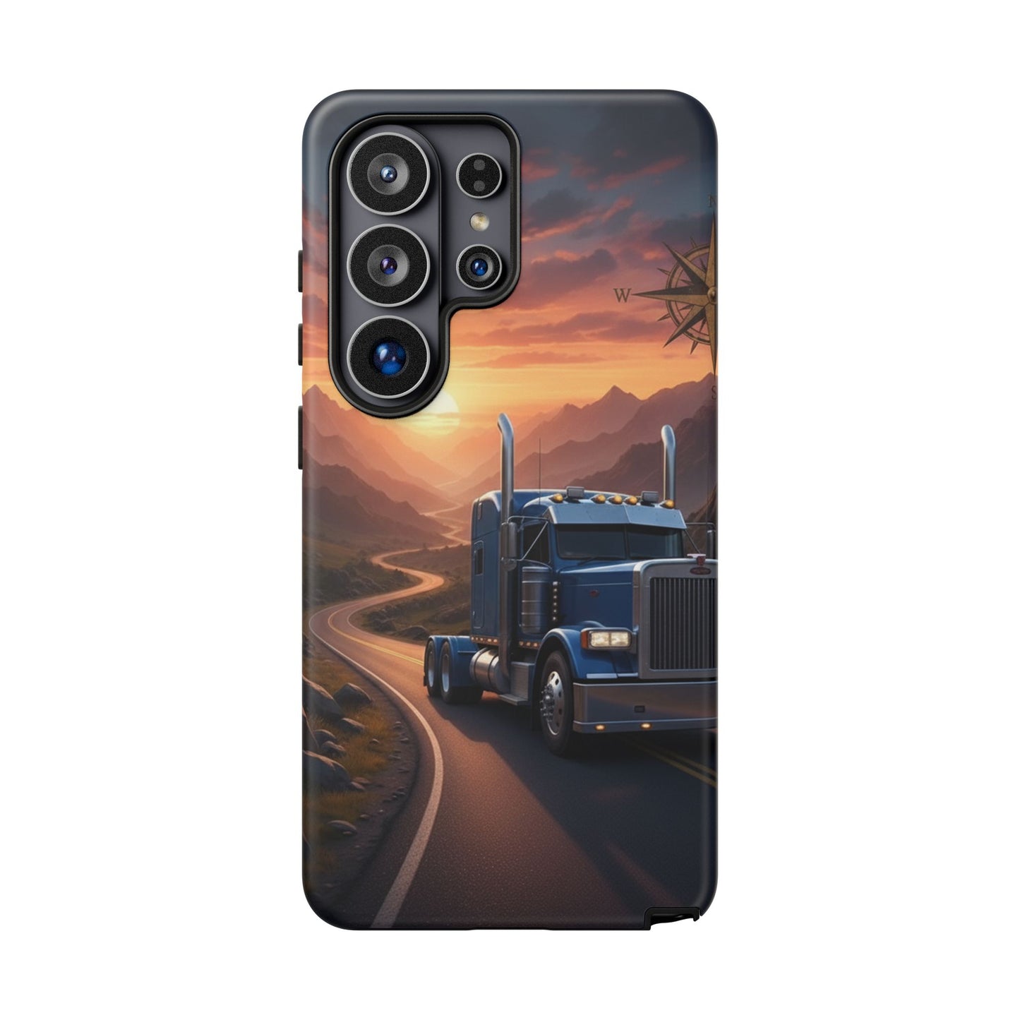 Semi Truck Sunset Phone Case | Trucker Gift | Diesel Truck Highway Road iPhone & Samsung Tough Protective Case