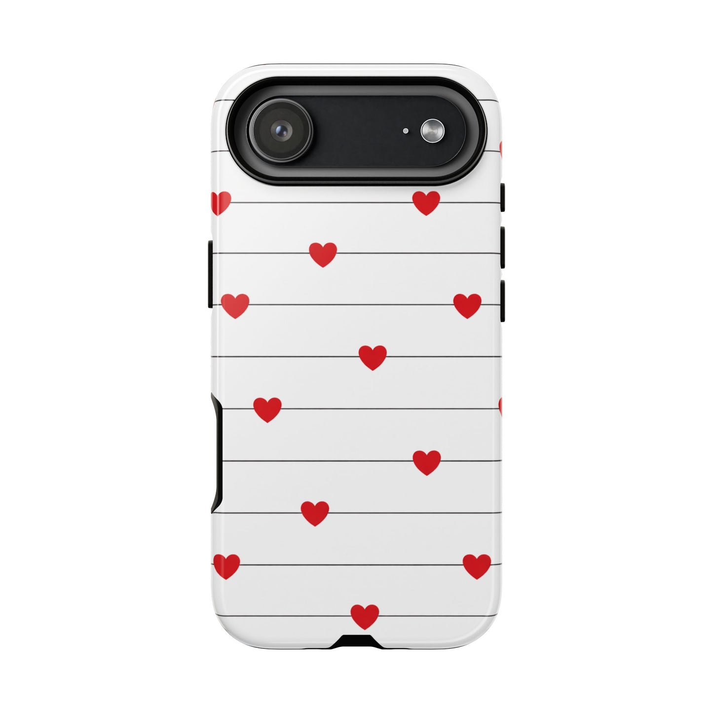 Red Heart Stripe iPhone Case | Tough Shockproof Love Aesthetic Cover