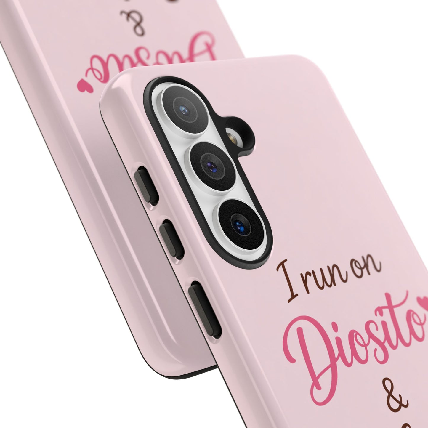 I Run on Diosito y Cafecito Phone Case, Pink Aesthetic Latina Faith Coffee Case, Girly Protective iPhone Samsung Cover