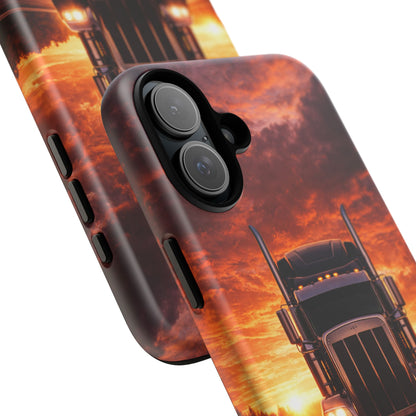 Big Rig Truck Phone Case Sunset Highway Semi Truck iPhone Samsung Cover