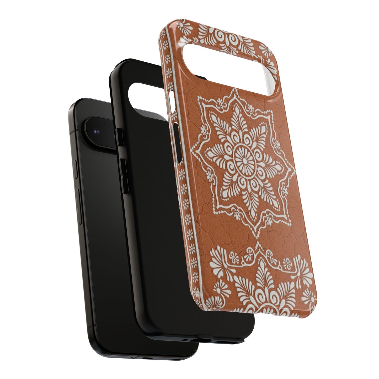 Talavera Terracotta Phone Case | Mexican Floral Pattern iPhone & Samsung Tough Case | Boho Clay Aesthetic Cover
