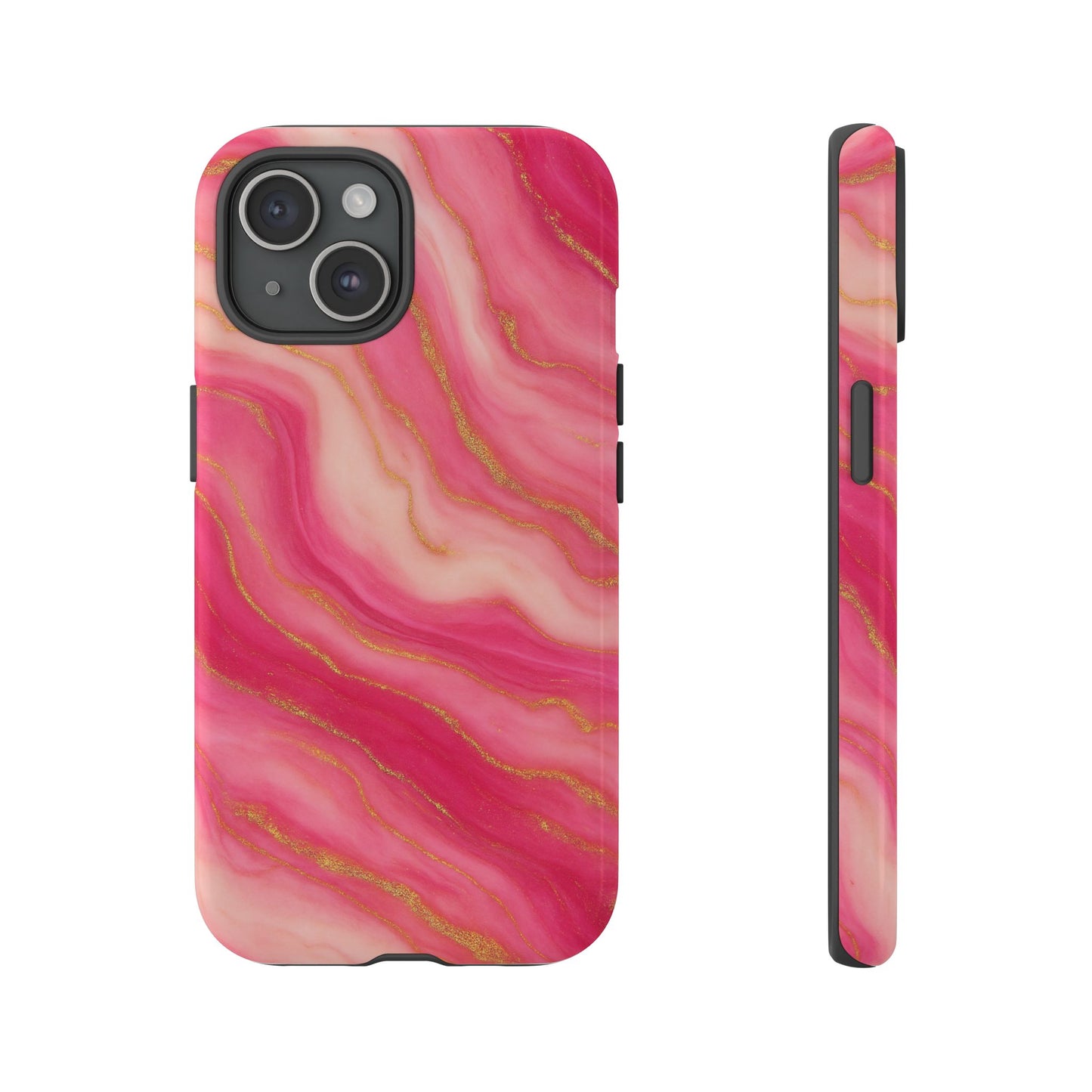 Pink Marble Phone Case | Rose Gold Swirl Aesthetic Tough Protective Case