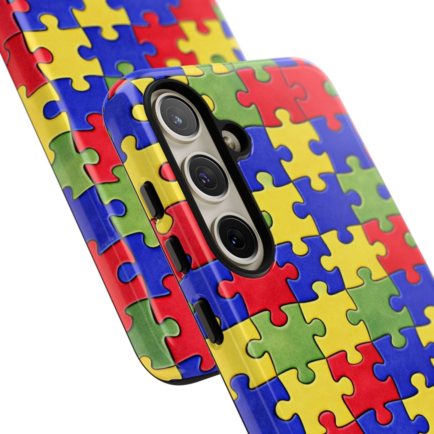 Colorful Puzzle Phone Case, Autism Awareness Jigsaw Design, Tough Protective Case, iPhone & Samsung Case, Vibrant Puzzle Pattern
