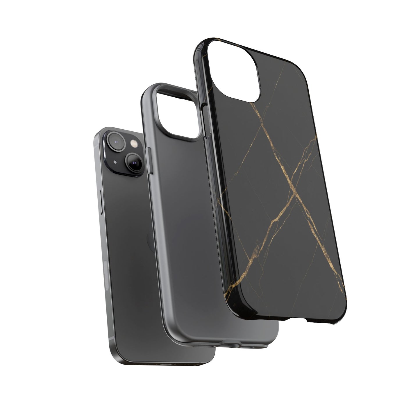 Black Marble Phone Case with Gold Veins – Luxury Minimal Aesthetic Tough Case
