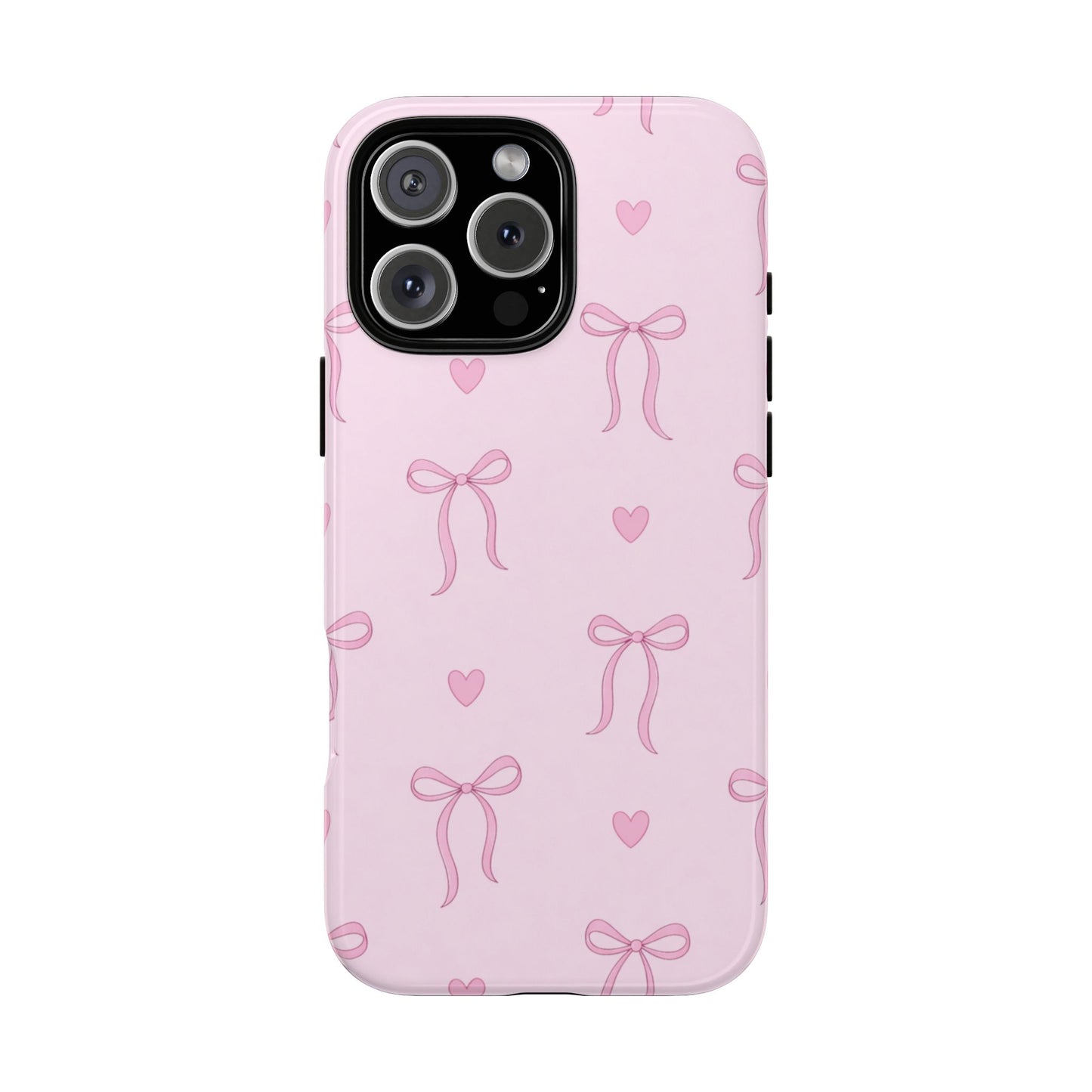 Pink Bow Heart Aesthetic Phone Case – Coquette Cute Tough Cover