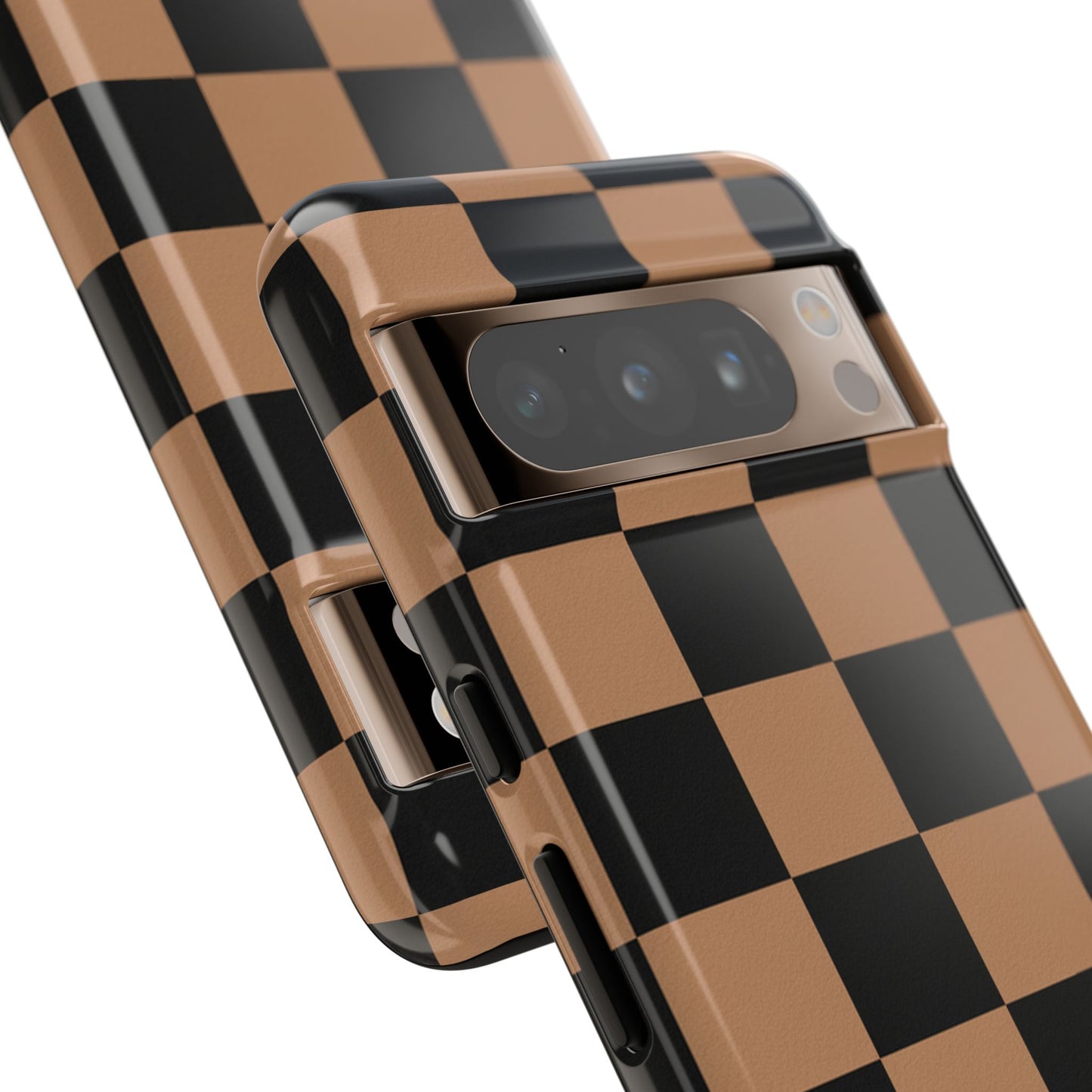 Brown Checkered Phone Case | Aesthetic Checkerboard iPhone & Samsung Tough Case