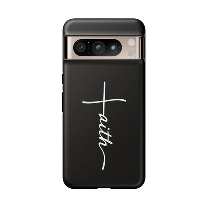Faith Cross Phone Case, Christian Aesthetic Minimalist Black Matte Case, Religious Gift iPhone Samsung Cover