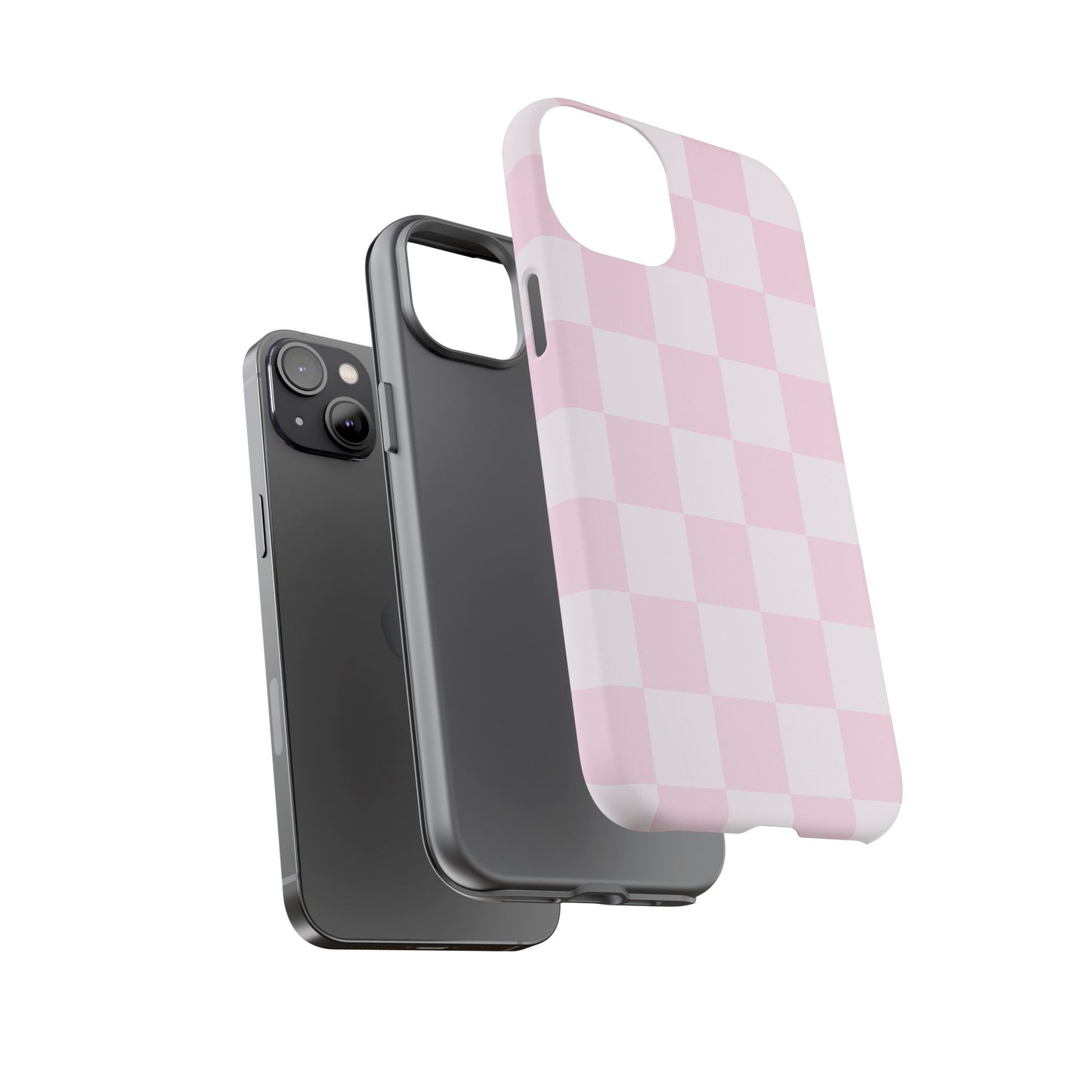 Light Pink Checkerboard Phone Case | Pastel Aesthetic Checkered iPhone & Samsung Tough Case