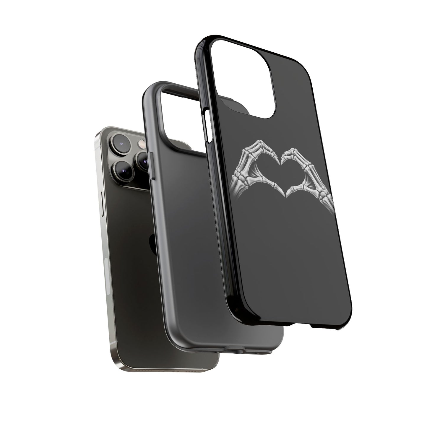 Skeleton Hands Heart Phone Case | Gothic Black Protective Cover