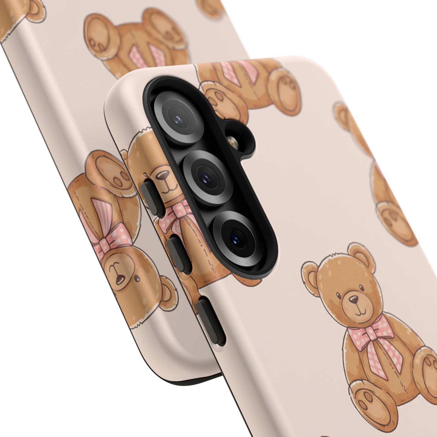 Teddy Bear Phone Case | Cute Coquette Aesthetic Pink Bear Pattern Case | Kawaii Soft Girl iPhone & Samsung Tough Protective Case