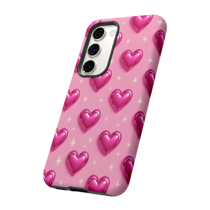 Pink Heart Pattern Phone Case | Tough Protective Case for Iphone, Samsung Galaxy and Pixel