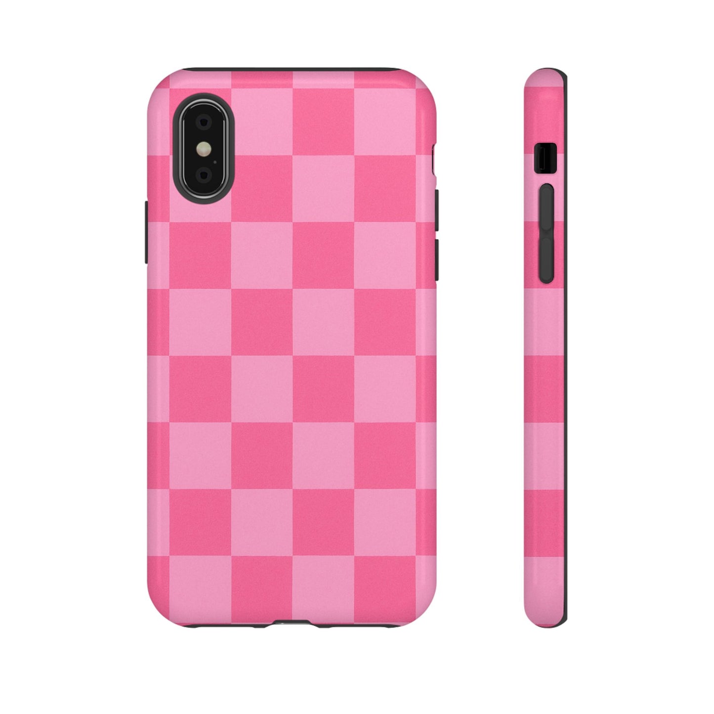 Pink Checkerboard Phone Case – Cute Aesthetic Tough Case for iPhone & Samsung