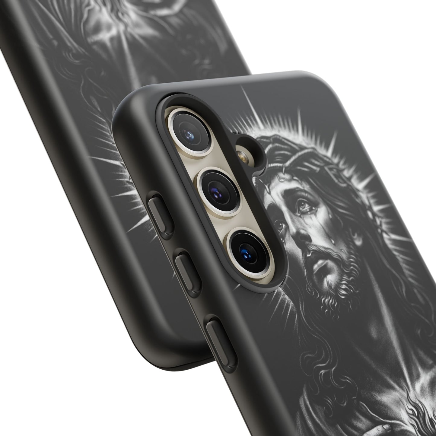 Jesus Sacred Heart Phone Case Black White Christian Faith Aesthetic
