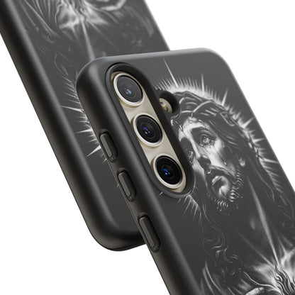 Jesus Sacred Heart Phone Case Black White Christian Faith Aesthetic