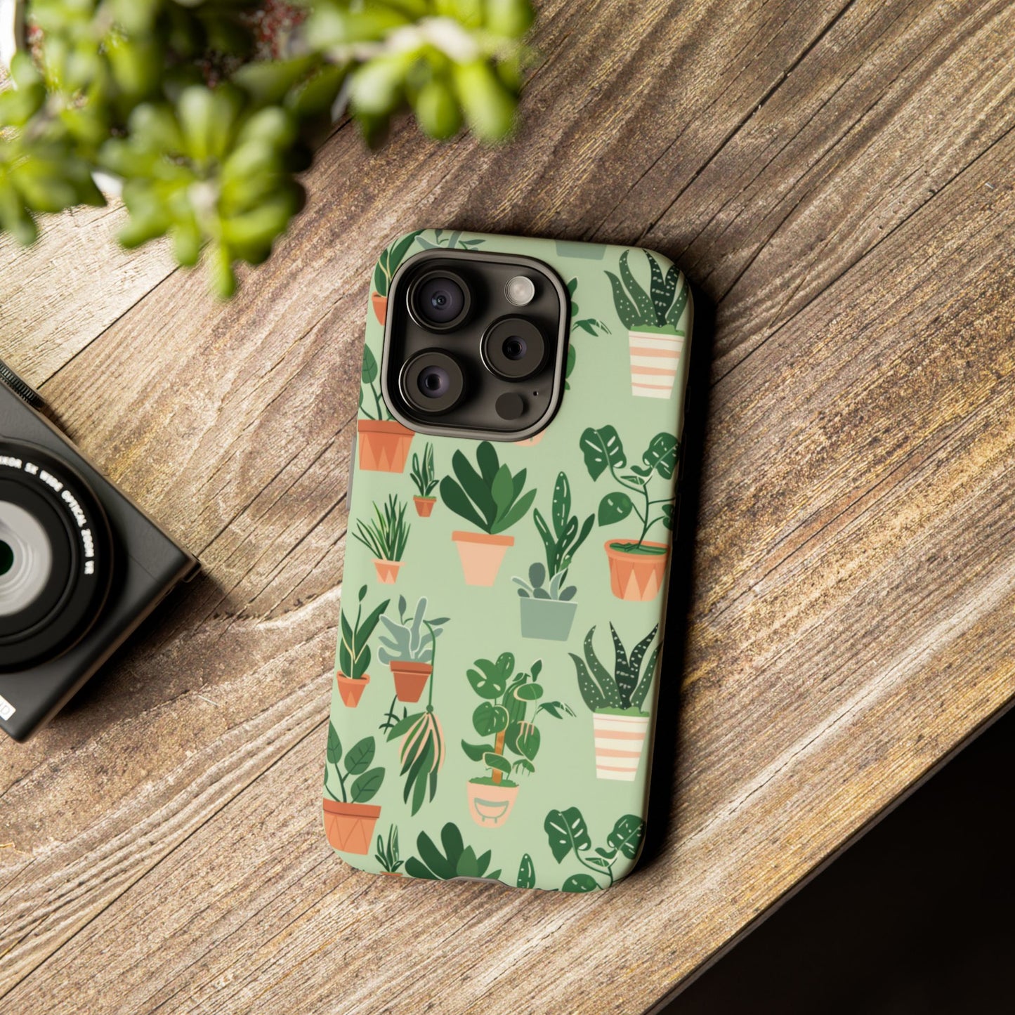 Plant Lover Phone Case | Cute Potted Plants Pattern | Botanical Aesthetic Tough Case