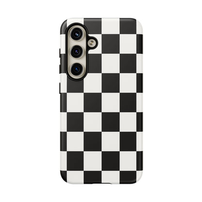 Black & White Checkerboard Phone Case – Classic Aesthetic Tough Protective Case for Iphone, Samsung Galaxy and Pixel