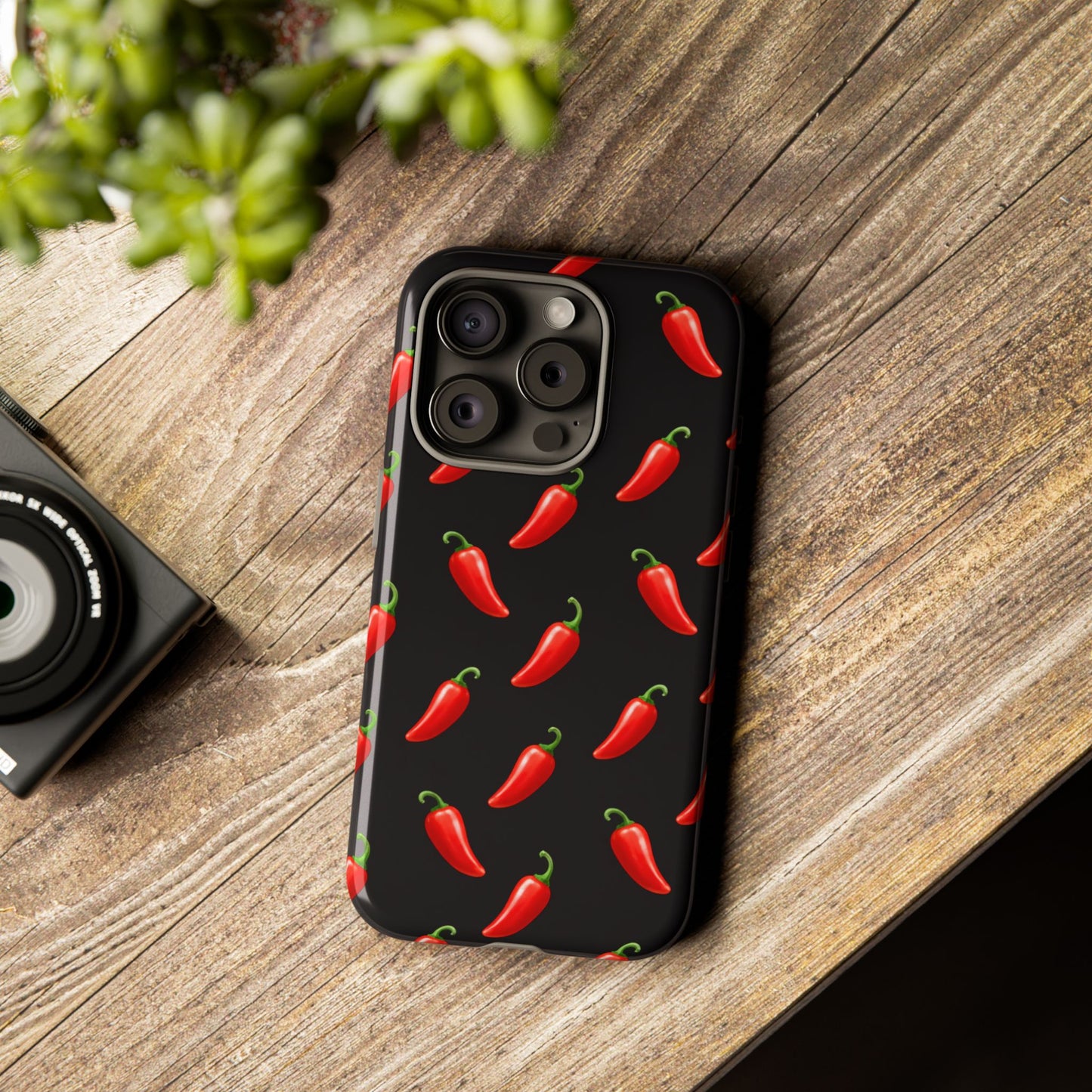 Spicy Chili Pepper Phone Case – Black Cute Hot Pepper Tough Cover for Iphone, Samsung Galaxy and Pixel