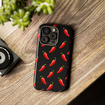 Spicy Chili Pepper Phone Case – Black Cute Hot Pepper Tough Cover for Iphone, Samsung Galaxy and Pixel