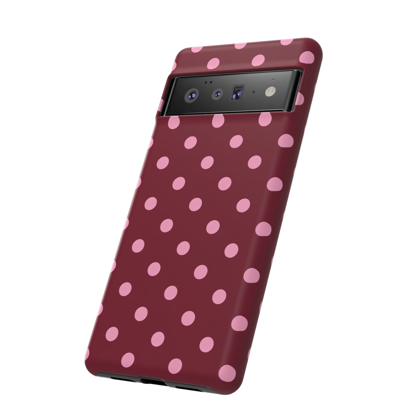 Pink Polka Dot Phone Case – Cute Aesthetic Tough Protective Phone Cover for Iphone, Samsung Galaxy and Pixel