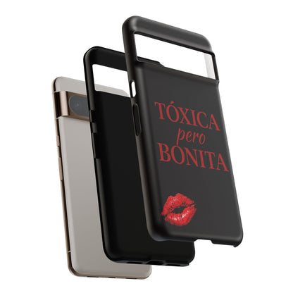 Toxica Pero Bonita Phone Case, Latina Quote Case, Red Lips Aesthetic, Spanish Saying Case, Trendy Tough Cover