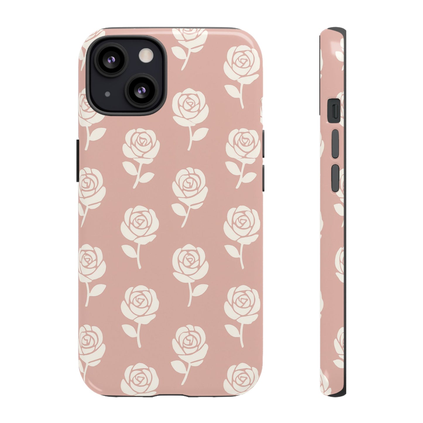 White Rose Pattern Tough Phone Case | Elegant Floral Aesthetic Case for Iphone, Samsung Galaxy and Pixel