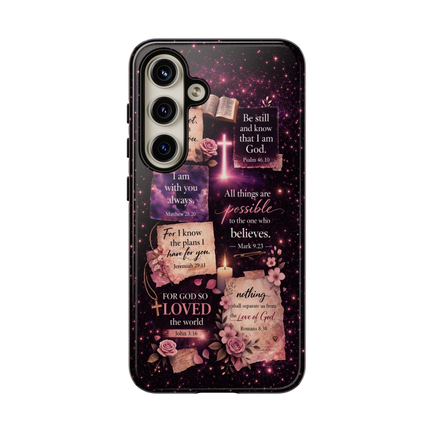 Christian Bible Verse Phone Case Pink Floral Faith Tough Protective Cover Gift