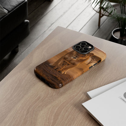 Lioness & Cub Phone Case | Safari Wildlife Tough Case for iPhone & Samsung