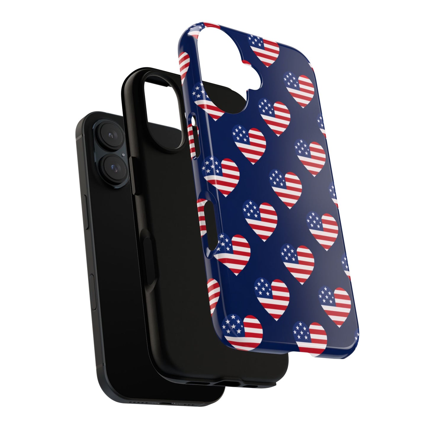 Patriotic American Flag Heart Phone Case – Tough Shockproof, USA Stars & Stripes for Iphone, Samsung Galaxy and Pixel