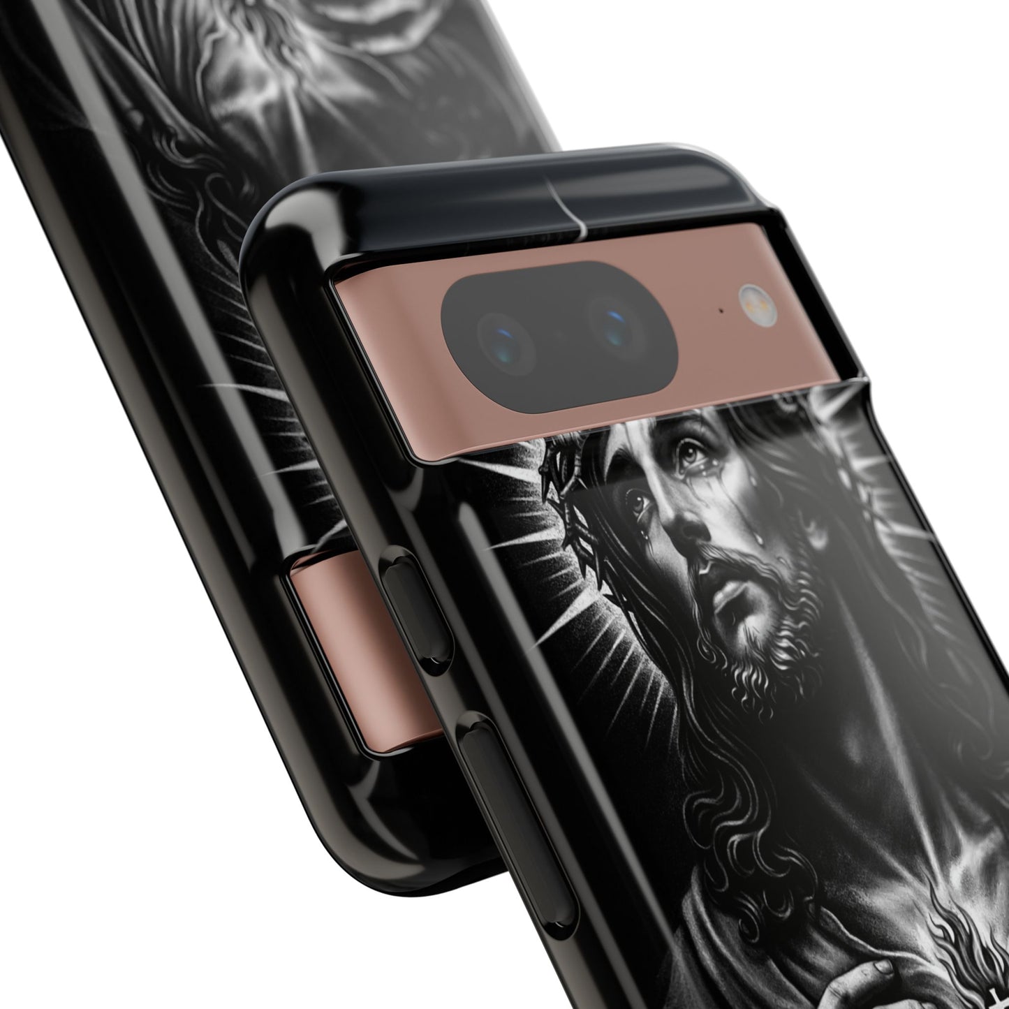 Jesus Sacred Heart Phone Case Black White Christian Faith Aesthetic