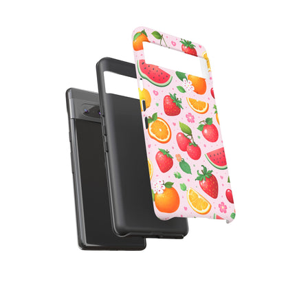 Fruit Phone Case – Tough Shockproof, Strawberry Cherry Citrus Summer Design for Iphone, Samsung Galaxy and Pixel