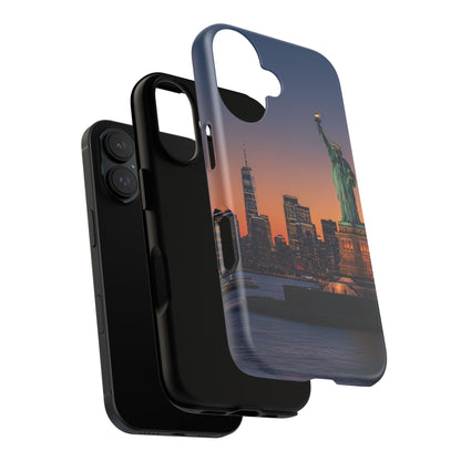 Statue of Liberty Sunset Phone Case – New York City Skyline Travel Aesthetic Tough Case