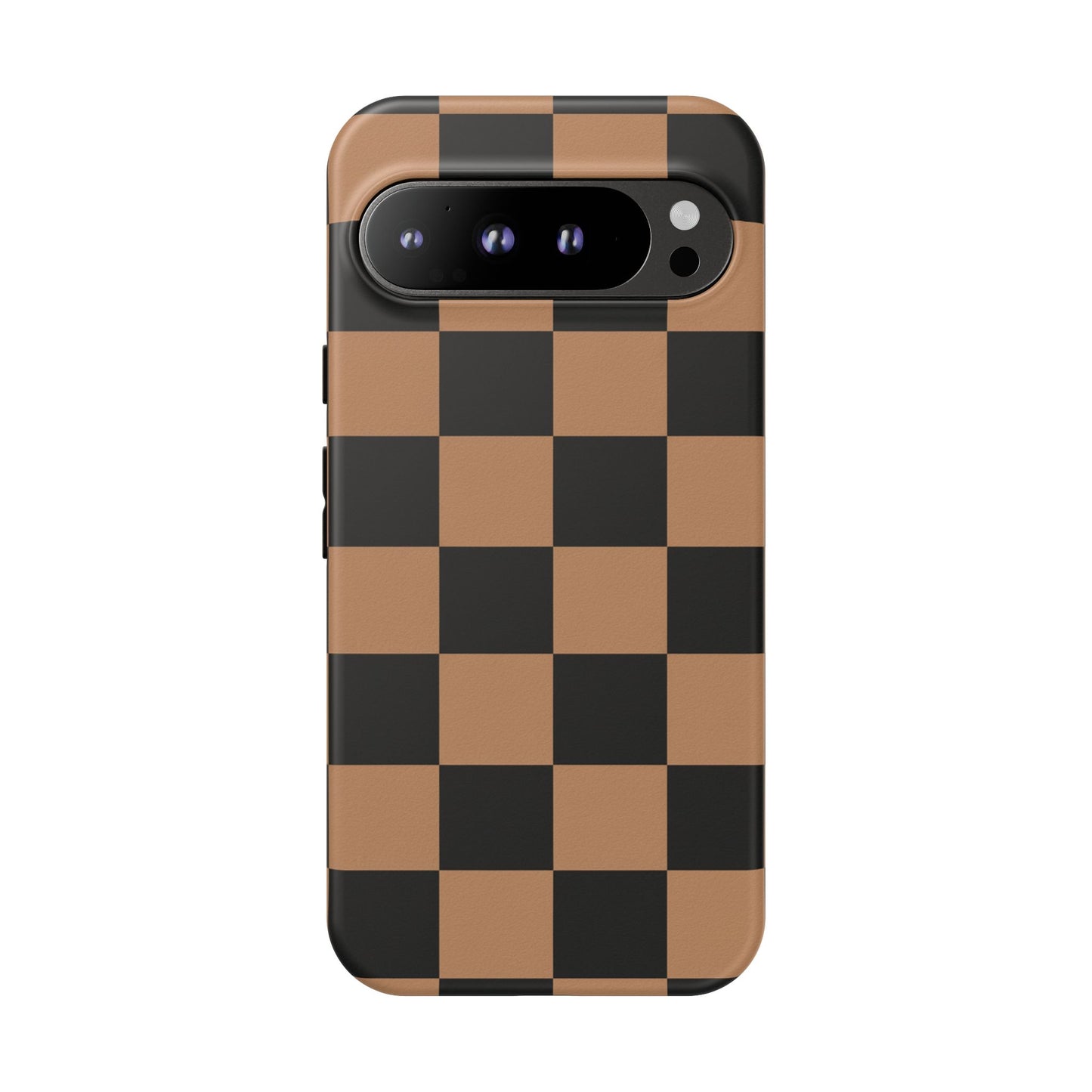 Brown Checkered Phone Case | Aesthetic Checkerboard iPhone & Samsung Tough Case