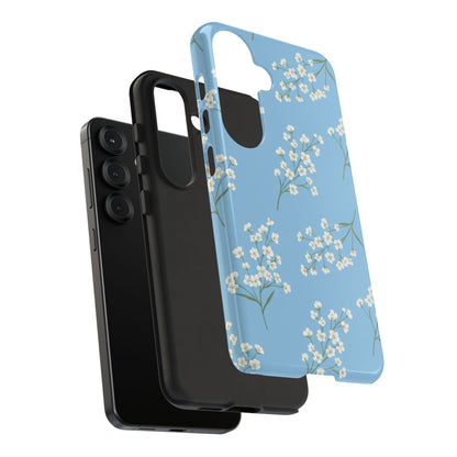 Baby’s Breath Floral Phone Case – Blue Minimal Flower Aesthetic Tough Case