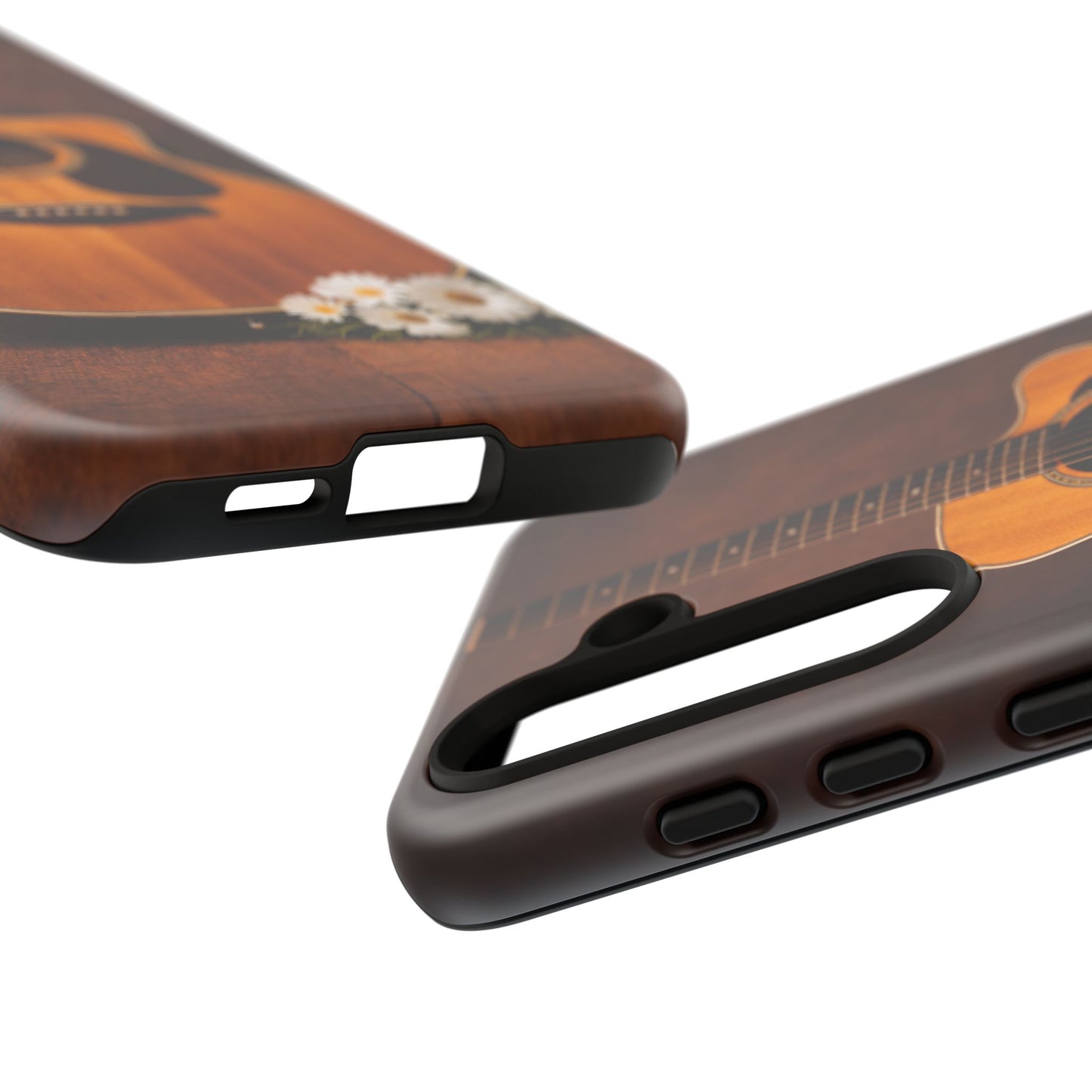 Acoustic Guitar Daisy Phone Case | Rustic Music Lover Tough Cover