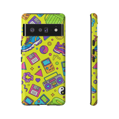 90s Retro Neon Phone Case – Y2K Nostalgia Colorful Icons Tough Protective Case