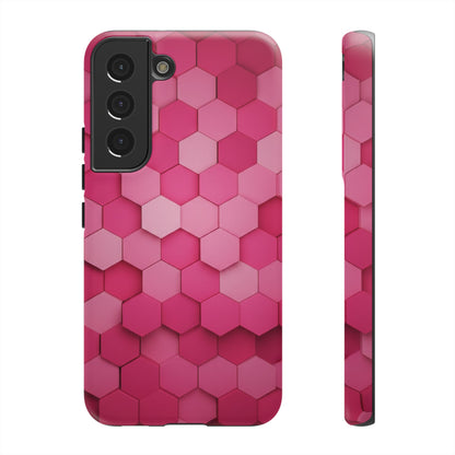 Hot Pink Hexagon Phone Case | Honeycomb Geometric Aesthetic | Cute Pink iPhone & Samsung Tough Protective Case