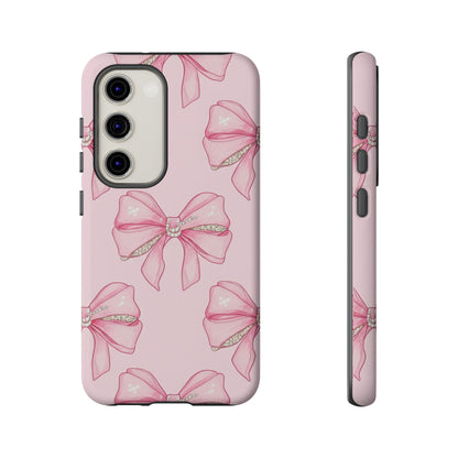 Pink Bow Pattern Phone Case | Coquette Aesthetic Tough Protective Case