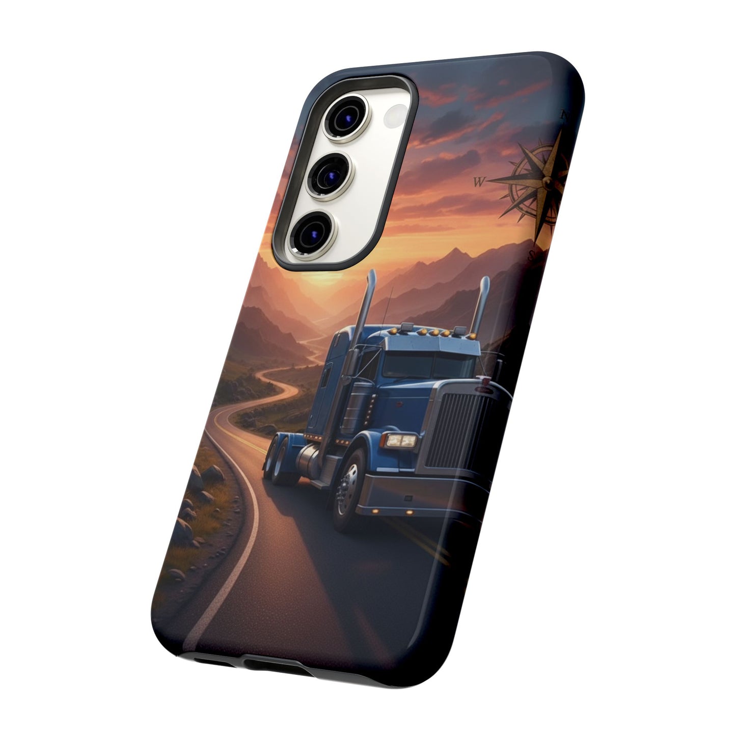 Semi Truck Sunset Phone Case | Trucker Gift | Diesel Truck Highway Road iPhone & Samsung Tough Protective Case
