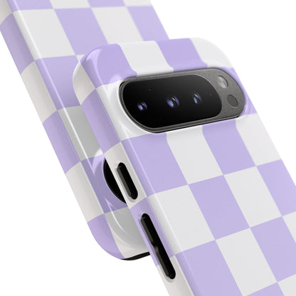 Lavender Checkerboard Phone Case | Pastel Aesthetic Checkered iPhone & Samsung Tough Case